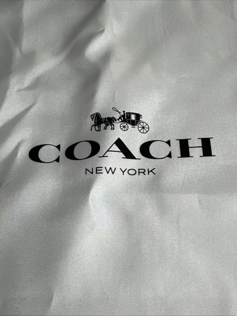 Coach New York Dust Bag Satin White Drawstring Storage Stagecoach Logo 16X13 - Picture 2 of 7